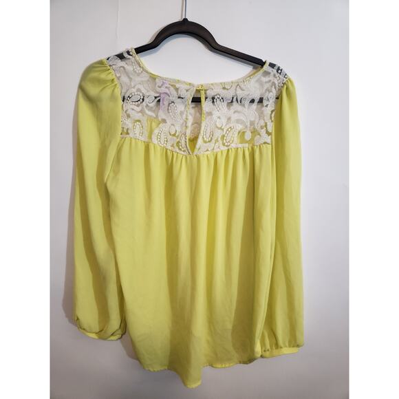 ALYA women's yellow BLOUSE with lace detail Size MEDIUM - Picture 2 of 9